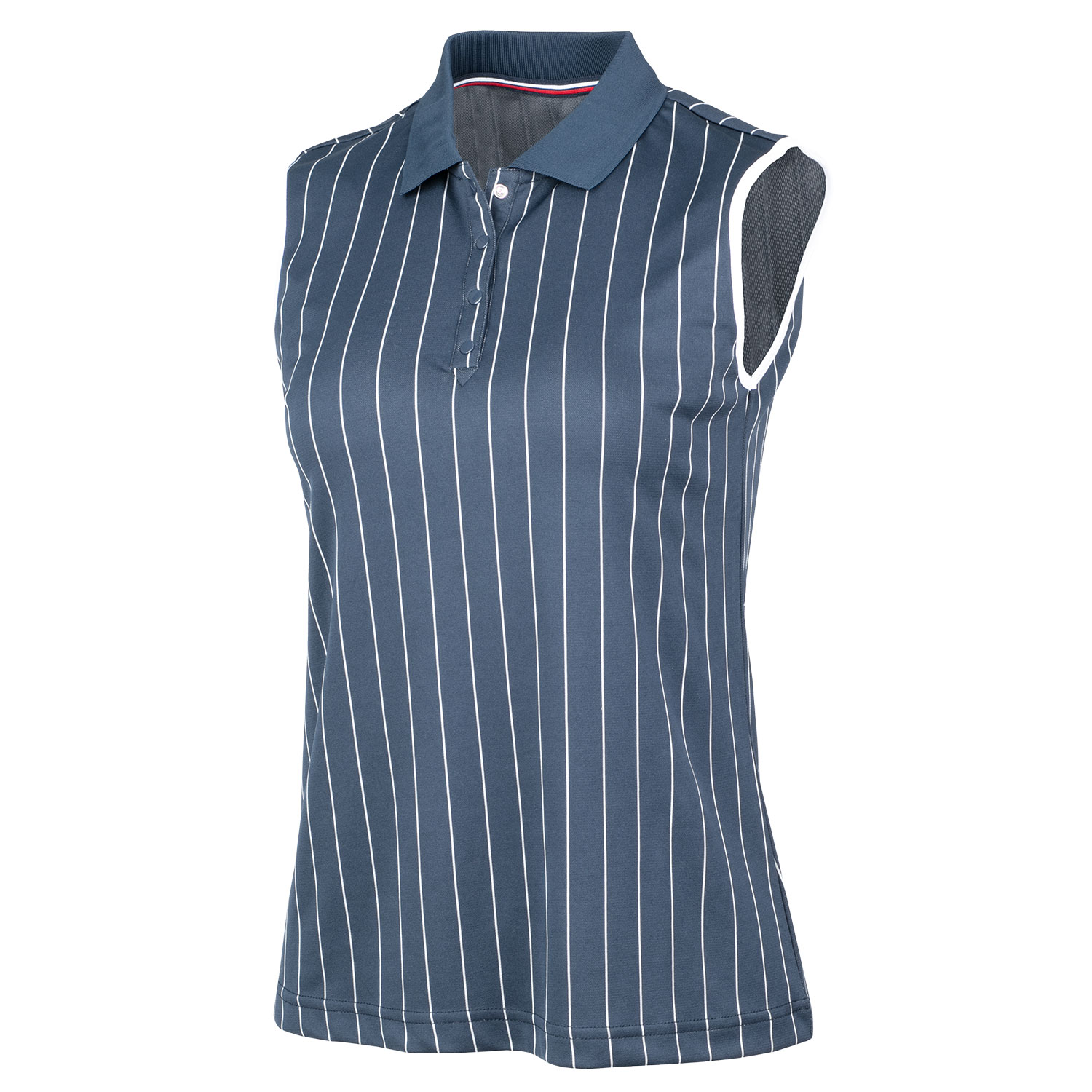 SLEEVLESS STRIPED TENNIS POLO